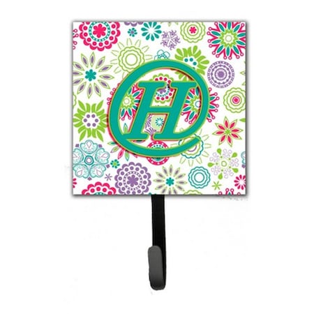 Jensendistributionservices Letter H Flowers Pink Teal Green Initial Leash & Key Holder MI1658917